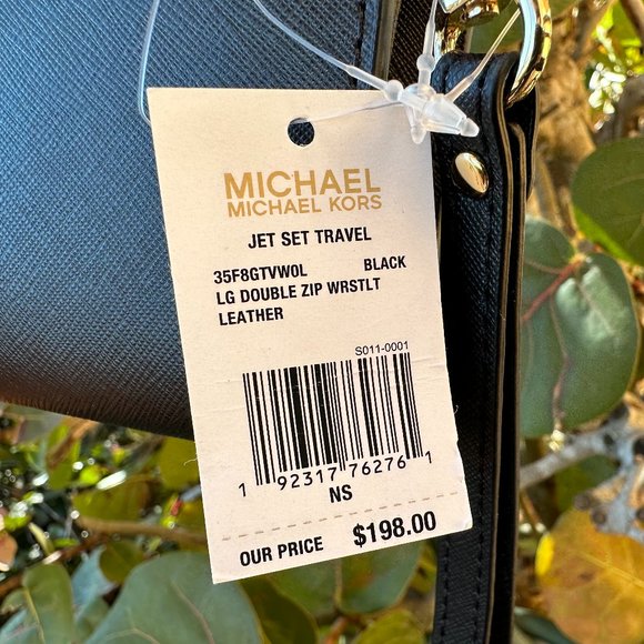 Michael Kors Jet Set Travel Large Double Zip Wallet Black/Gold - Picture 4 of 4